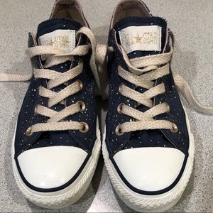 Converse All-Star Low Navy w/ gold specks Sz 5